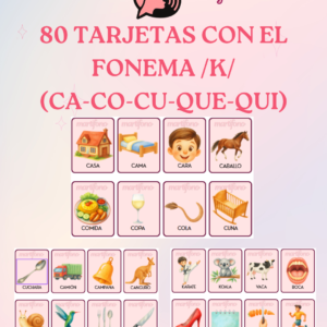 80 TARJETAS CON EL FONEMA /K/ (CA-CO-CU-QUE-QUI)