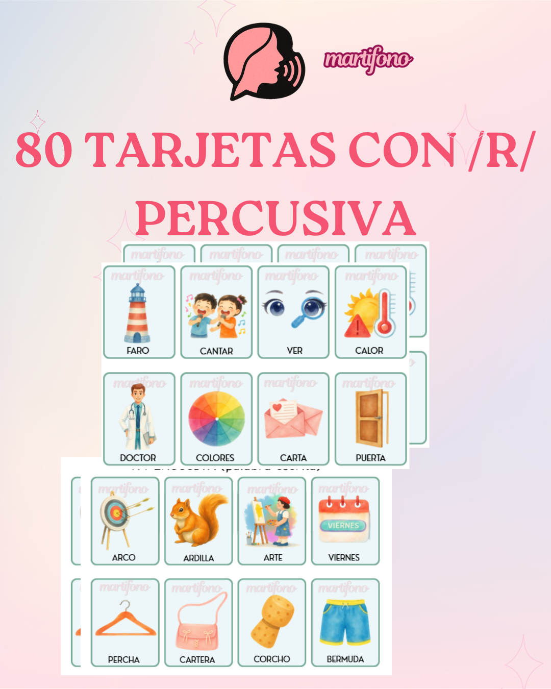 80 TARJETAS CON /R/ PERCUSIVA